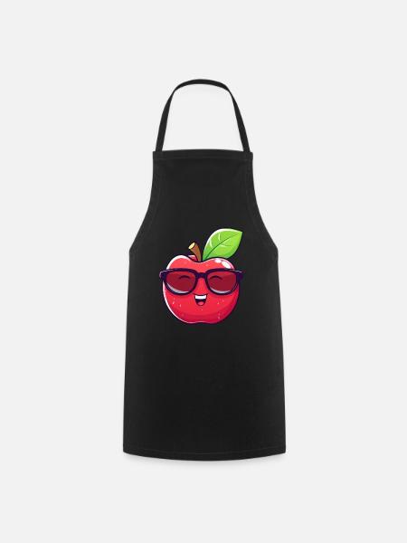 Cooler Kawaii Apfel mit Sonnenbrille Nerdiges - Kochschürze - Schwarz