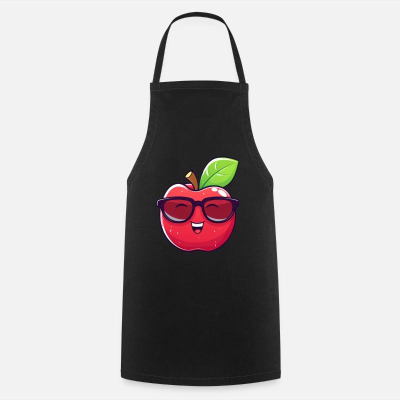 Cooler Kawaii Apfel mit Sonnenbrille Nerdiges - Kochschürze - Schwarz