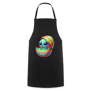 Colorful Alien Easter Egg Hatching Design - Cooking Apron - black - Front - AI Model Male 185 dark (185cm)