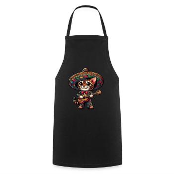 Cinco de Mayo Chat du Bengale dans le style Mariachi - Tablier de cuisine - noir - Devant - AI Model Male 185 dark (185cm)