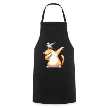 Cat and budgie dabbing cute - Cooking Apron - black - Front - AI Model Male 185 dark (185cm)