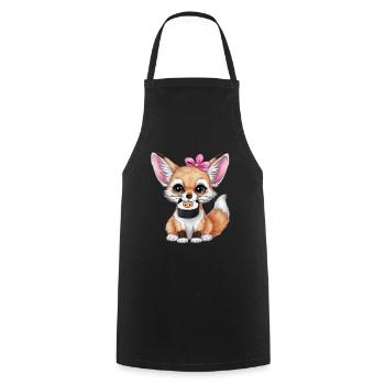 Fennec Kawaii Desert Fox avec sushi japonais - Tablier de cuisine - noir - Devant - AI Model Male 185 dark (185cm)