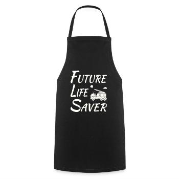 Future Life Saver with Fire Truck - Cooking Apron - black - Front - AI Model Male 185 dark (185cm)