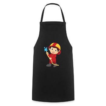 Feuerwehr Comic Kinder Geschenk T-Shirt - Kochschürze - Schwarz - Vorne - AI Model Male 185 dark (185cm)