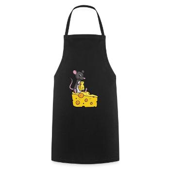 Mouse cartoon for cheese addicts - Cooking Apron - black - Front - AI Model Male 185 dark (185cm)