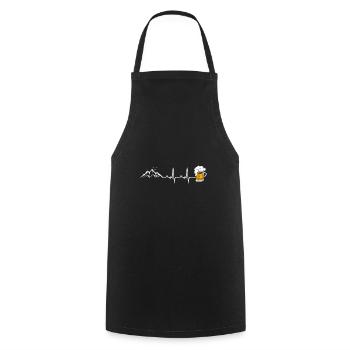 Herzschlag Berge und Bier - Kochschürze - Schwarz - Vorne - AI Model Male 185 dark (185cm)