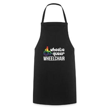 Rollstuhl Rollstuhlfahrer Handicap LGBT Humor - Kochschürze - Schwarz - Vorne - AI Model Male 185 dark (185cm)