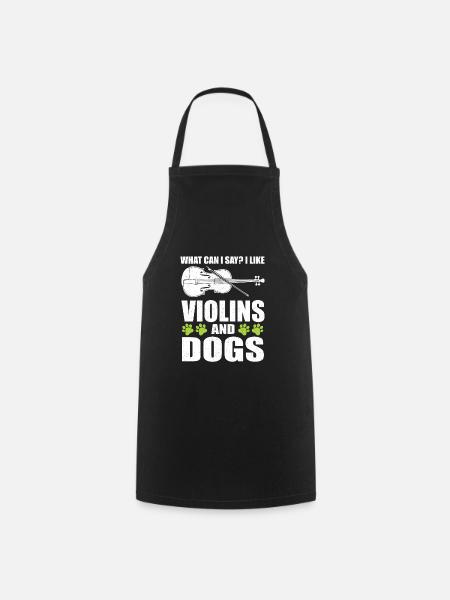 Violine Violinist Instrument Hunde Orchester - Kochschürze - Schwarz