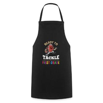 Ready to tackle first grade First day of school - Cooking Apron - black - Front - AI Model Male 185 dark (185cm)