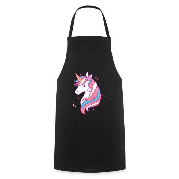 Trans Pride Unicorn LGBT Trans Ally - Cooking Apron - black - Front - AI Model Male 185 dark (185cm)