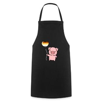Schwein Herzballon Gay Bear Pride - Kochschürze - Schwarz - Vorne - AI Model Male 185 dark (185cm)