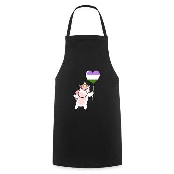 Unicorn Heart Balloon Genderqueer Pride - Cooking Apron - black - Front - AI Model Male 185 dark (185cm)