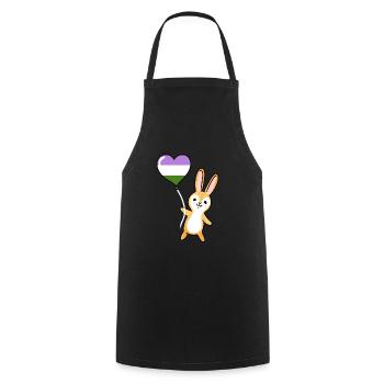 Rabbit Heart Balloon Genderqueer Pride - Tablier de cuisine - noir - Devant - AI Model Male 185 dark (185cm)