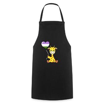 Girafe avec ballon de fierté Genderqueer - Tablier de cuisine - noir - Devant - AI Model Male 185 dark (185cm)