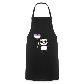 Panda Genderqueer Pride Heart Balloon - Cooking Apron - black - Front - AI Model Male 185 dark (185cm)