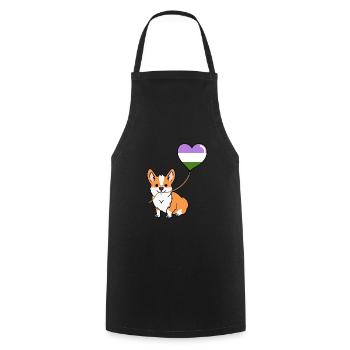 Corgi avec ballon Genderqueer - Tablier de cuisine - noir - Devant - AI Model Male 185 dark (185cm)