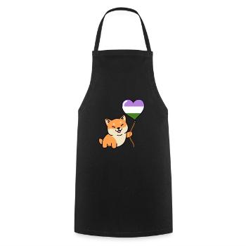 Shiba Inu Genderqueer Pride Heart Balloon - Cooking Apron - black - Front - AI Model Male 185 dark (185cm)