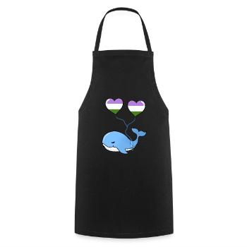 Ballon Whale Heart Genderqueer - Tablier de cuisine - noir - Devant - AI Model Male 185 dark (185cm)