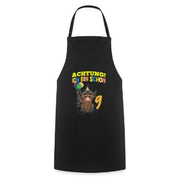 Achtung Ich Bin Schon 9 Geburtstag Büffel Bison - Kochschürze - Schwarz - Vorne - AI Model Male 185 dark (185cm)