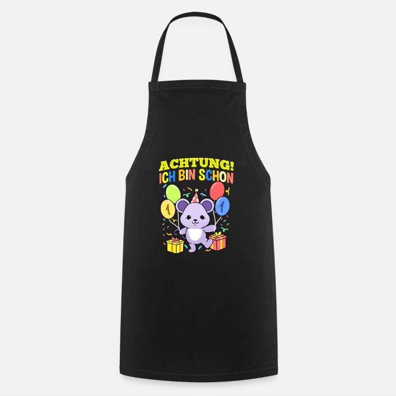 Achtung Ich Bin Schon 1 Geburtstag Maus - Kochschürze - Schwarz
