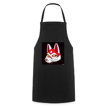 Kitsun Vaporwave Japonais Kami Vaporwave Kitsune - Tablier de cuisine - noir - Devant - AI Model Male 185 dark (185cm)