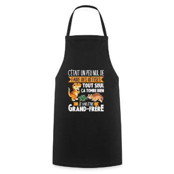Cadeau Annonce Grossesse Grand-frère Dinosaure - Tablier de cuisine - noir - Devant - AI Model Male 185 dark (185cm)