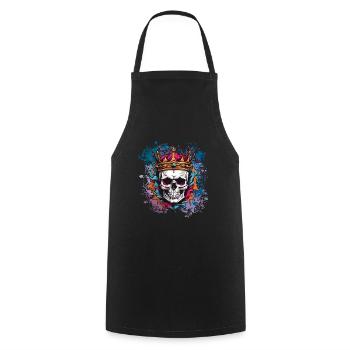 Skull with crown on colorful splashes of color - Cooking Apron - black - Front - AI Model Male 185 dark (185cm)