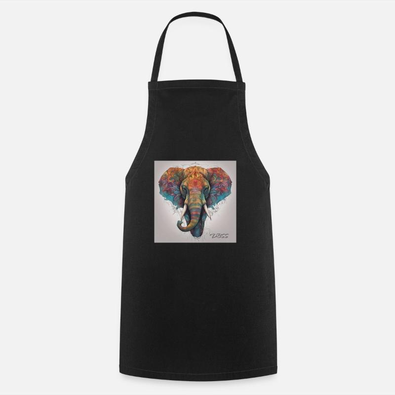 Großer Elefant - Kochschürze - Schwarz