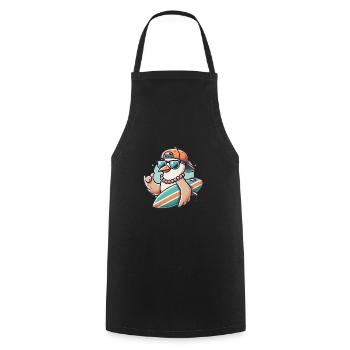 Cool Surfer Seagull Cartoon Design - Cooking Apron - black - Front - AI Model Male 185 dark (185cm)