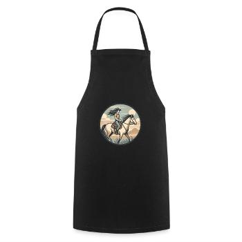 Badge graphique d’équitation vintage - Tablier de cuisine - noir - Devant - AI Model Male 185 dark (185cm)