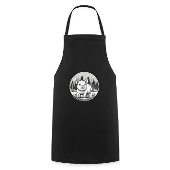 Rustic Pig Illustration in Forest - Cooking Apron - black - Front - AI Model Male 185 dark (185cm)