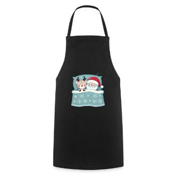 Duo de sommeil douillet renne du Père Noël - Tablier de cuisine - noir - Devant - AI Model Male 185 dark (185cm)