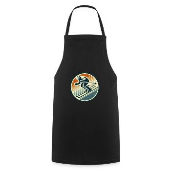Conception de badge de ski rétro - Tablier de cuisine - noir - Devant - AI Model Male 185 dark (185cm)