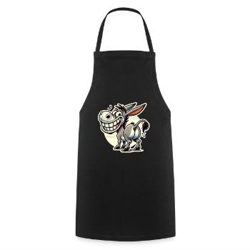Lustiger Esel Cartoon Retro Aufkleber Design - Kochschürze - Schwarz - Vorne - AI Model Male 185 dark (185cm)