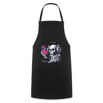 Skeleton Listening to Heart Design - Cooking Apron - black - Front - AI Model Male 185 dark (185cm)