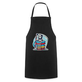 Retro Skeleton with Cassette Tapes - Cooking Apron - black - Front - AI Model Male 185 dark (185cm)