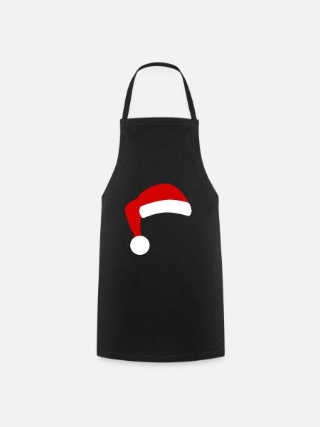 Nikolaus Weihnachtsmann Zipfel Mütze Santa - Kochschürze - Schwarz