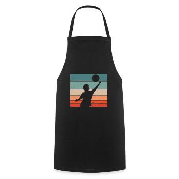 Vintage retro Faustballer Silhouette - Kochschürze - Schwarz - Vorne - AI Model Male 185 dark (185cm)
