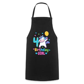 4th birthday unicorn - Cooking Apron - black - Front - AI Model Male 185 dark (185cm)