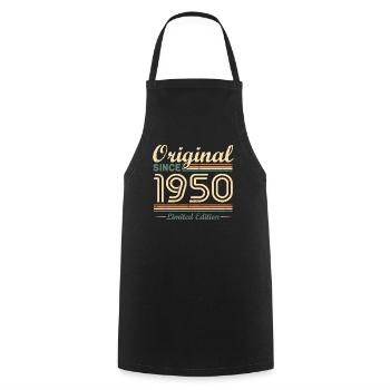 Original 1950 Vintage cadeau d'Anniversaire Rétro - Tablier de cuisine - noir - Devant - AI Model Male 185 dark (185cm)