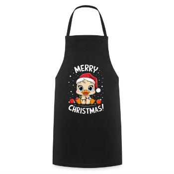 Canard Noël Fermier Canards Joyeux Noël - Tablier de cuisine - noir - Devant - AI Model Male 185 dark (185cm)