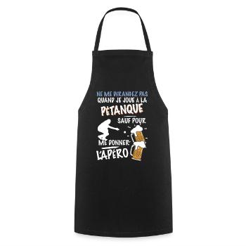 Pétanque humour apéro bouliste - Tablier de cuisine - noir - Devant - AI Model Male 185 dark (185cm)