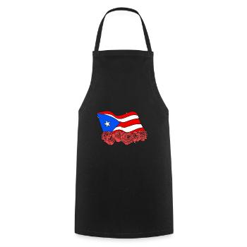 PR Flagge Blumenrose Puerto Rico - Kochschürze - Schwarz - Vorne - AI Model Male 185 dark (185cm)