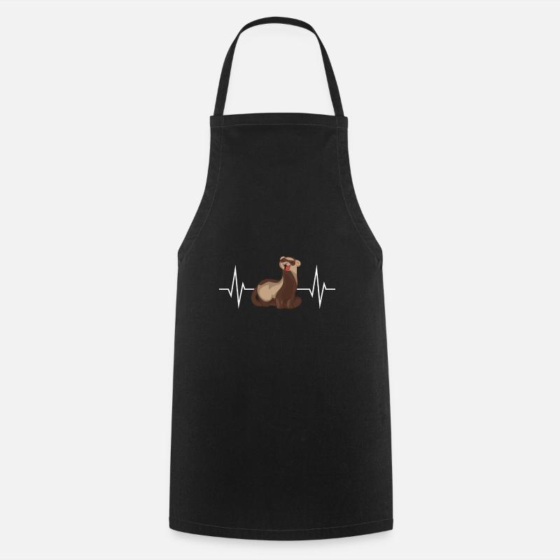 cute ferret heartbeat pulse - Cooking Apron - black