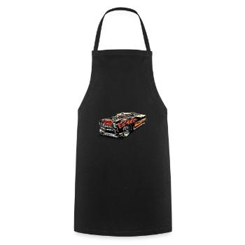 Rockabilly - Hotrod Car Flames - neg - Cooking Apron - black - Front - AI Model Male 185 dark (185cm)