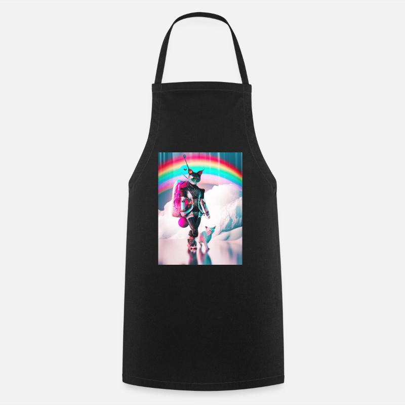 Cyborg Katzen Sci-fi Geisha Geschenkidee - Kochschürze - Schwarz