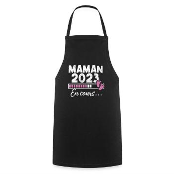 Maman 2023 En Cours - Tablier de cuisine - noir - Devant - AI Model Male 185 dark (185cm)