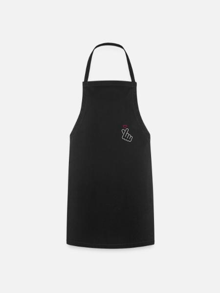 Amour - signaux de la main avec le cœur - Tablier de cuisine - noir