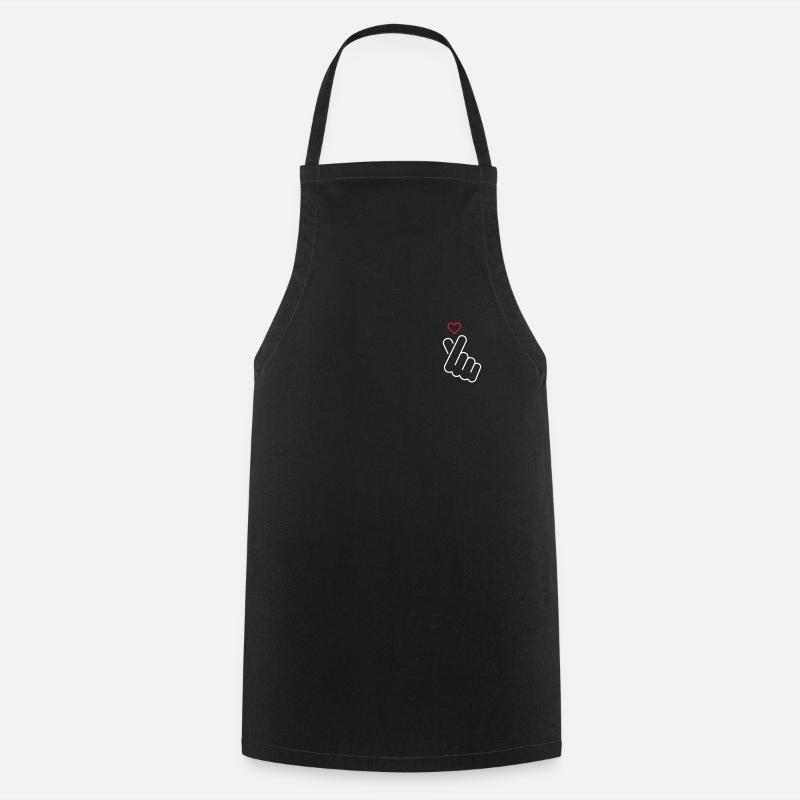 Amour - signaux de la main avec le cœur - Tablier de cuisine - noir