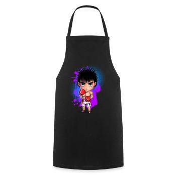 Boxen Chibi - Kochschürze - Schwarz - Vorne - AI Model Male 185 dark (185cm)